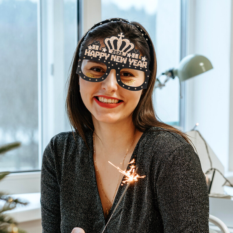 12 buc 2025 ochelari de hârtie performanță decorare ochi costum de petrecere de revelion ochelari de recuzită rame pentru copii