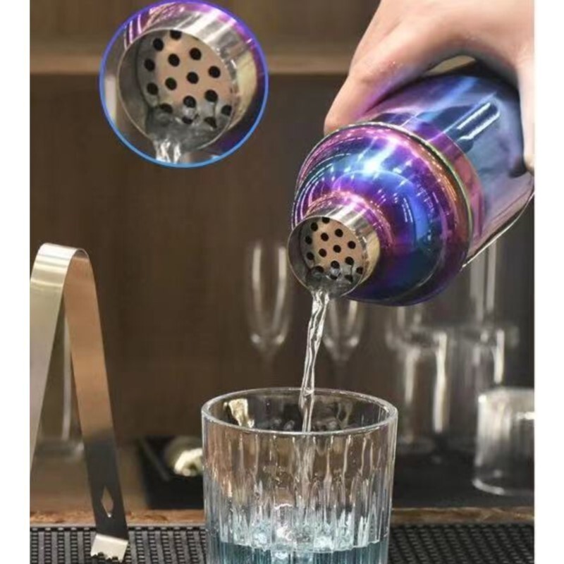 550/750 ml Krāsains nerūsējošā tērauda šeikeris trīs sekciju kokteiļu šeikeris ar rokām gatavotu piena tējas tases kokteiļu šeikeri ballītēm jauktu dzērienu bāra rīks