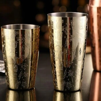 22oz/28,7oz Tiki Etched Boston Cocktail Shaker Bar Κονσέρβες από ανοξείδωτο ατσάλι Κιτ μπάρμαν με χαραγμένο σετ σέικερ Εργαλεία μπάρα