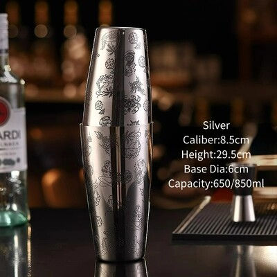 22 uncijos / 28,7 uncijos Tiki Etched Boston kokteilių plaktuvų juostos skardinės iš nerūdijančio plieno barmeno rinkinys, graviruotas maišymo plaktuvo rinkinys, juostos įrankiai