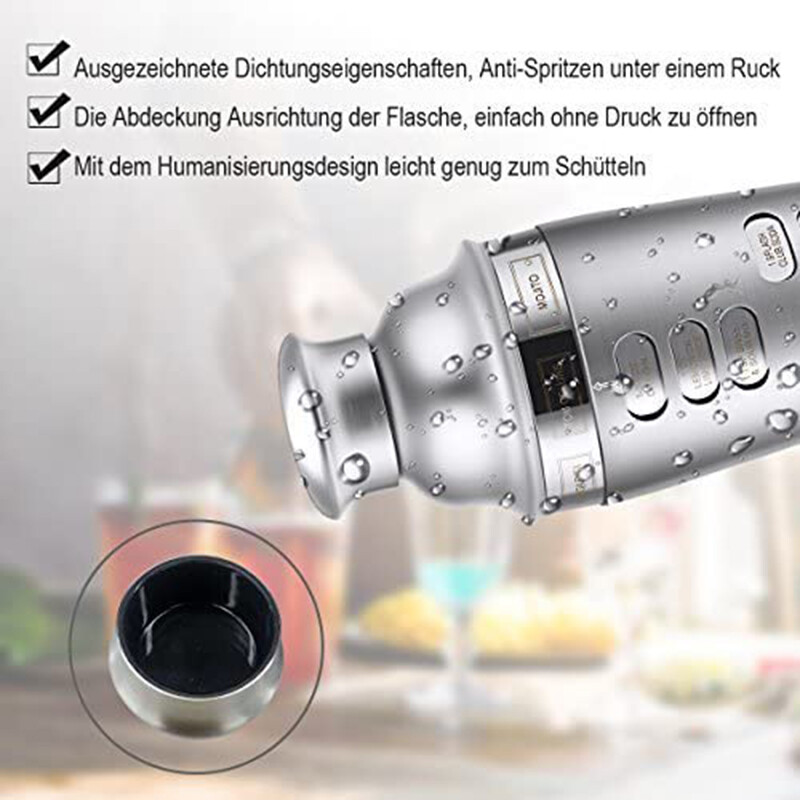 Nerūdijančio plieno įtaisytas kokteilių plaktuvas su receptų vadovu