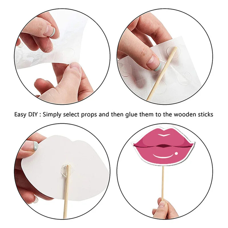 23/32 DB Kreatív esküvői parti kézi fotókellékek Menyasszony és a vőlegény csapata lövöldözős dekorációk Vicces születésnapi buli barkácsfotózás