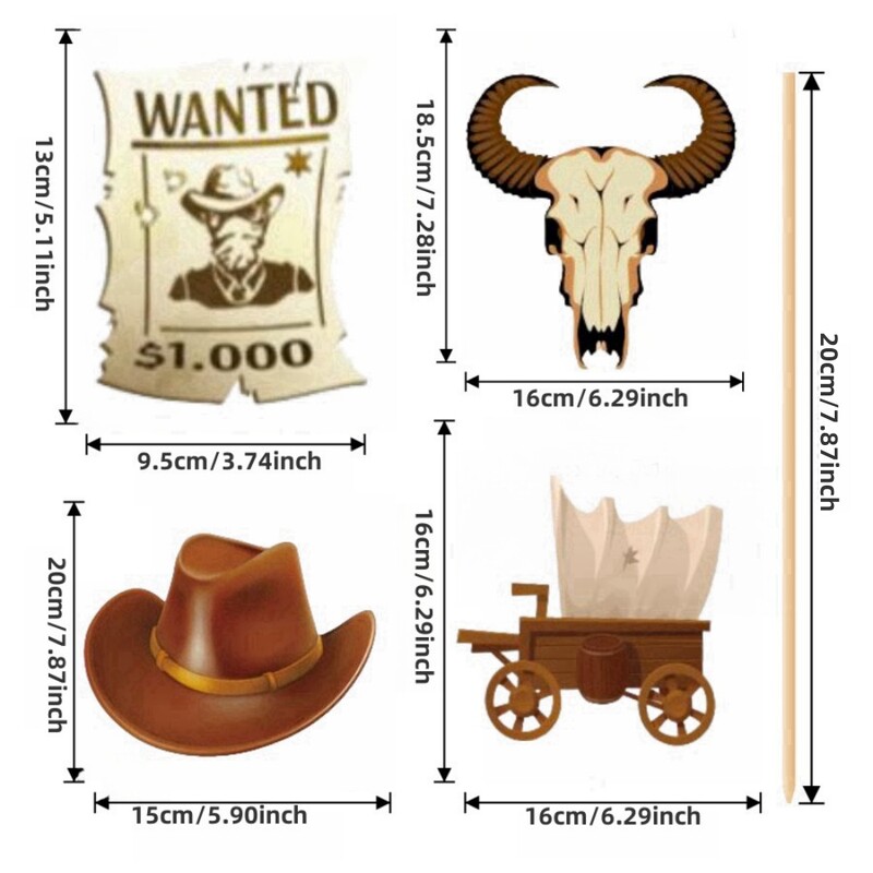 25db western cowboy fotófülke kellék, papír cowboy stílusú fotó kellék, alkalmas bulifotó hangulatú kellékek kellékeihez stb.
