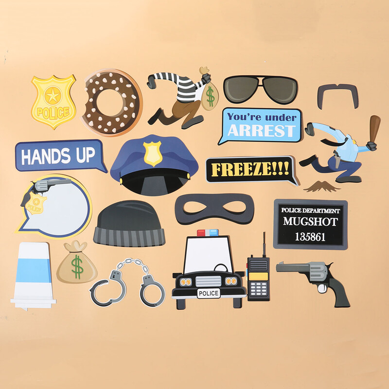 21 τμχ Prison Theme Διακοσμήσεις πάρτι Αστυνομικές Selfie στηρίγματα αστυνομικοί και Εργαλείο φωτογραφίας γενεθλίων Ρούχα μωρού