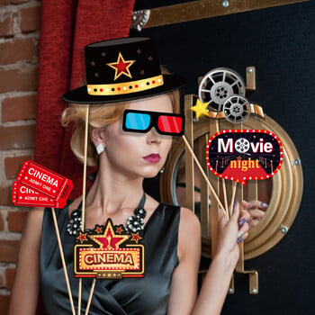 Φεστιβάλ κινηματογράφου Hollywood Party Photo Booth Props Ταινία Νυχτερινό πάρτι γενεθλίων Αστεία DIY Γυαλιά Lips Photo Shoot Prop Διακόσμηση