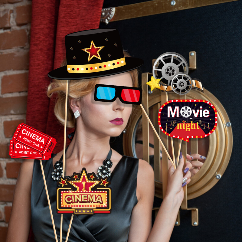 Φεστιβάλ κινηματογράφου Hollywood Party Photo Booth Props Ταινία Νυχτερινό πάρτι γενεθλίων Αστεία DIY Γυαλιά Lips Photo Shoot Prop Διακόσμηση