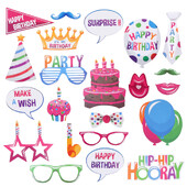 22 vnt. Vestuvių fotomaton Priedai Photobooth Gimtadienio rėmeliai Rekvizitai Vakarėlis Fotobudka Happy Decorations Kit Ženklas Vaiko dovana
