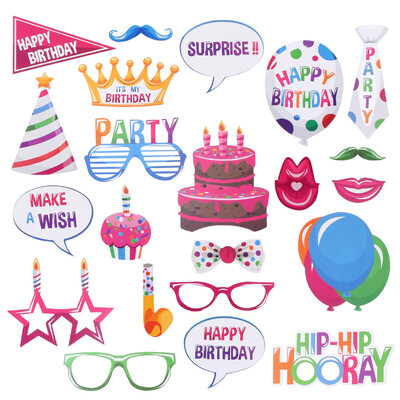 22 vnt. Vestuvių fotomaton Priedai Photobooth Gimtadienio rėmeliai Rekvizitai Vakarėlis Fotobudka Happy Decorations Kit Ženklas Vaiko dovana
