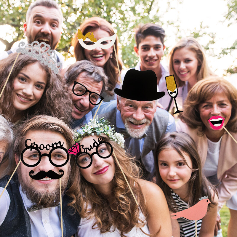 10-58 τμχ Φωτογραφικά στηρίγματα διακόσμησης γάμου Αστεία χείλη με μουστάκι Φωτογραφικά στηρίγματα χειρός για ντεκόρ για ντους νύφης Bachelorette