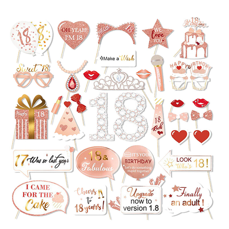 1 szett 18 30 40 50 60. születésnapi fényképes kellékek Felnőtt Boldog születésnapi évfordulós buli papír kézi fotó dekorációs kellékek