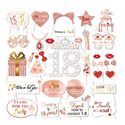 1 Rózsaszín szett 18 21 30 40 50 60 éves papír kézi fényképezési kellékek Felnőtteknek Boldog születésnapot, évfordulós parti dekorációs kellékek