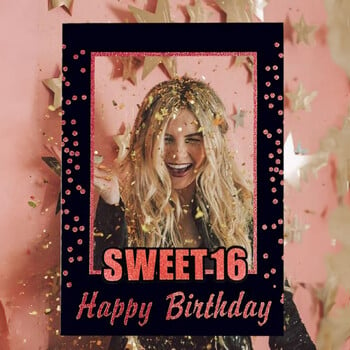 Rose Gold Sweet 16 Birthday Gift 16th Birthday Party Supplies Photo Booth Props 16th Birthday Photo Frame Κορνίζα γενεθλίων