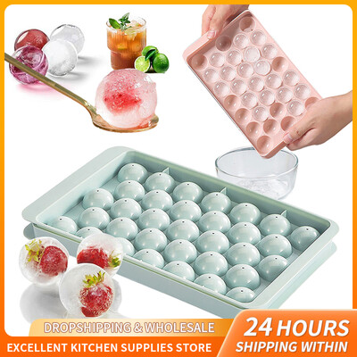 33 Ice Boll Cube Trays for Freezer Ice Ball Maker Mold Mini Circle Στρογγυλή φόρμα για παγάκια με καπάκι για υπολογιστές για κοκτέιλ ουίσκι