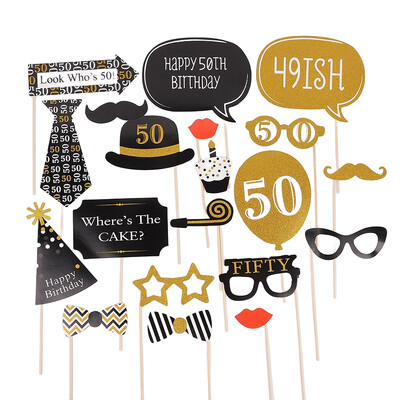 1Szett 18 30 40 50 60. Black RoseGold papír születésnapi kézi fényképes kellékek Felnőtteknek Boldog Születésnapi Party Évfordulós Dekorációs Kellék