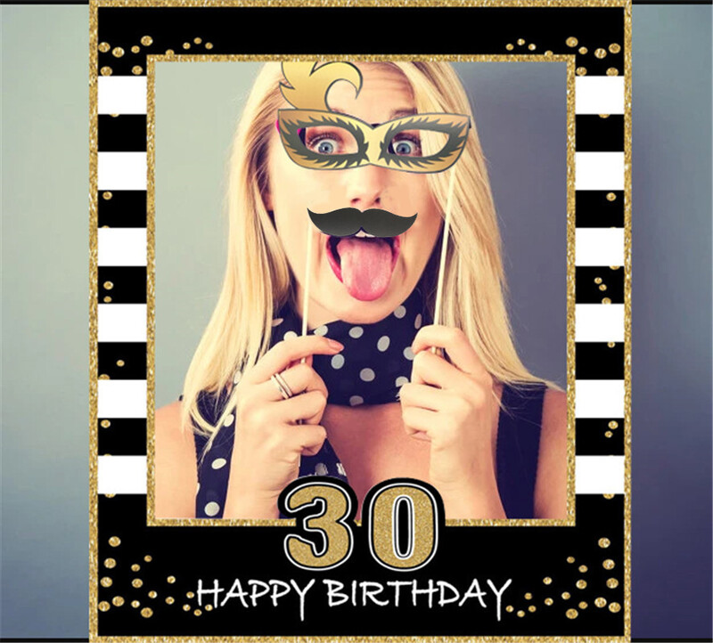 1Szett 18 30 40 50 60. Black RoseGold papír születésnapi kézi fényképes kellékek Felnőtteknek Boldog Születésnapi Party Évfordulós Dekorációs Kellék