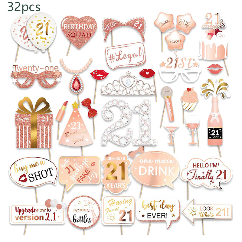 1Szett 18 30 40 50 60. Black RoseGold papír születésnapi kézi fényképes kellékek Felnőtteknek Boldog Születésnapi Party Évfordulós Dekorációs Kellék