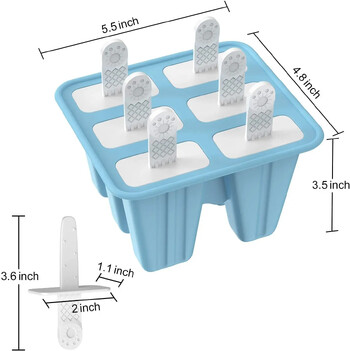 Καλούπια Popsicle Καλούπια 6 τεμαχίων σιλικόνης Ice Pop Molds BPA Free Καλούπια Popsicle Επαναχρησιμοποιήσιμη Εύκολη απελευθέρωση Ice Pop Make