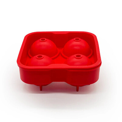 4 lyukú jéggolyó forma szilikon jégkocka készítő fedéllel és tölcsérrel, újrafelhasználható jégkészítő jégkockatálca whiskys koktél jégkocka forma