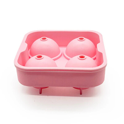 4 lyukú jéggolyó forma szilikon jégkocka készítő fedéllel és tölcsérrel, újrafelhasználható jégkészítő jégkockatálca whiskys koktél jégkocka forma