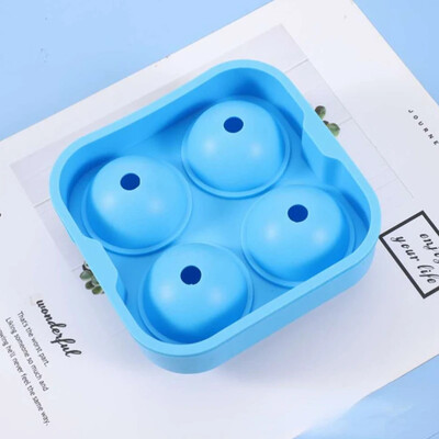 4 lyukú jéggolyó forma szilikon jégkocka készítő fedéllel és tölcsérrel, újrafelhasználható jégkészítő jégkockatálca whiskys koktél jégkocka forma