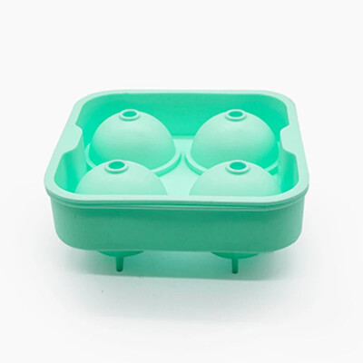 4 lyukú jéggolyó forma szilikon jégkocka készítő fedéllel és tölcsérrel, újrafelhasználható jégkészítő jégkockatálca whiskys koktél jégkocka forma