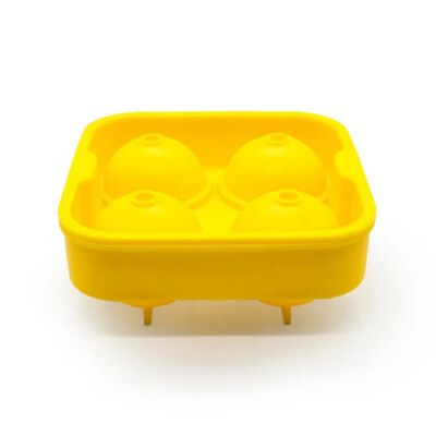 4 lyukú jéggolyó forma szilikon jégkocka készítő fedéllel és tölcsérrel, újrafelhasználható jégkészítő jégkockatálca whiskys koktél jégkocka forma