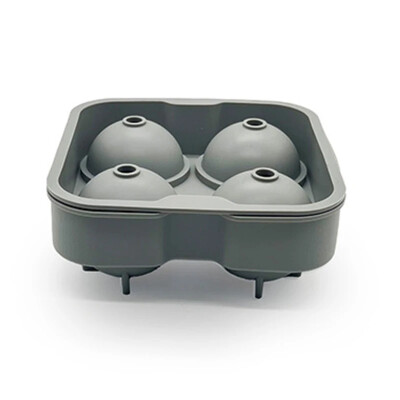 4 lyukú jéggolyó forma szilikon jégkocka készítő fedéllel és tölcsérrel, újrafelhasználható jégkészítő jégkockatálca whiskys koktél jégkocka forma