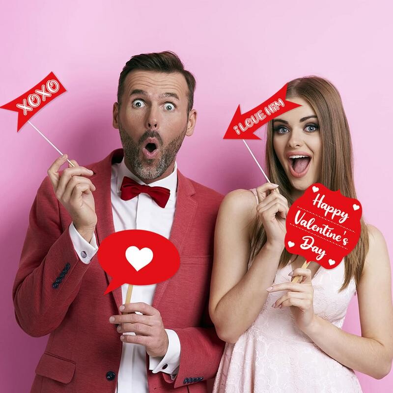Valentin-napi Photo Booth kellékek esküvői álruhás kellékek 30db Valentin-napi fotózás kellékek esküvői fotó kellékek zuhanypartihoz
