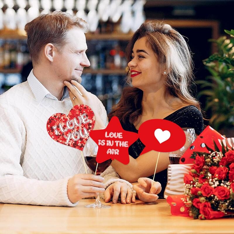 Valentin-napi Photo Booth kellékek esküvői álruhás kellékek 30db Valentin-napi fotózás kellékek esküvői fotó kellékek zuhanypartihoz
