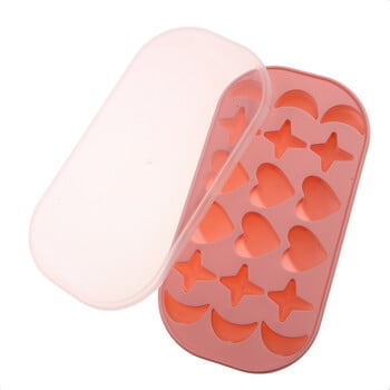 18 Holes Moon Heart Ice Cube Maker Φόρμα πάγου σιλικόνης με καπάκι DIY 3D Stars Δίσκος πάγου Χυμός Drink Whisky Cocktails Mold Kitchen