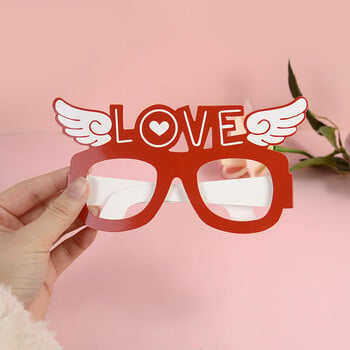 6/27Pcs Valentine\'s Day LOVE Heart Glasses Photo Booth Props Καπέλο Μουστάκι Lip Heart Photobooth Νυφική διακόσμηση ντους