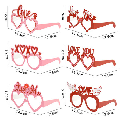 6/27Pcs Valentine's Day LOVE Heart Glasses Photo Booth Props Καπέλο Μουστάκι Lip Heart Photobooth Νυφική διακόσμηση ντους