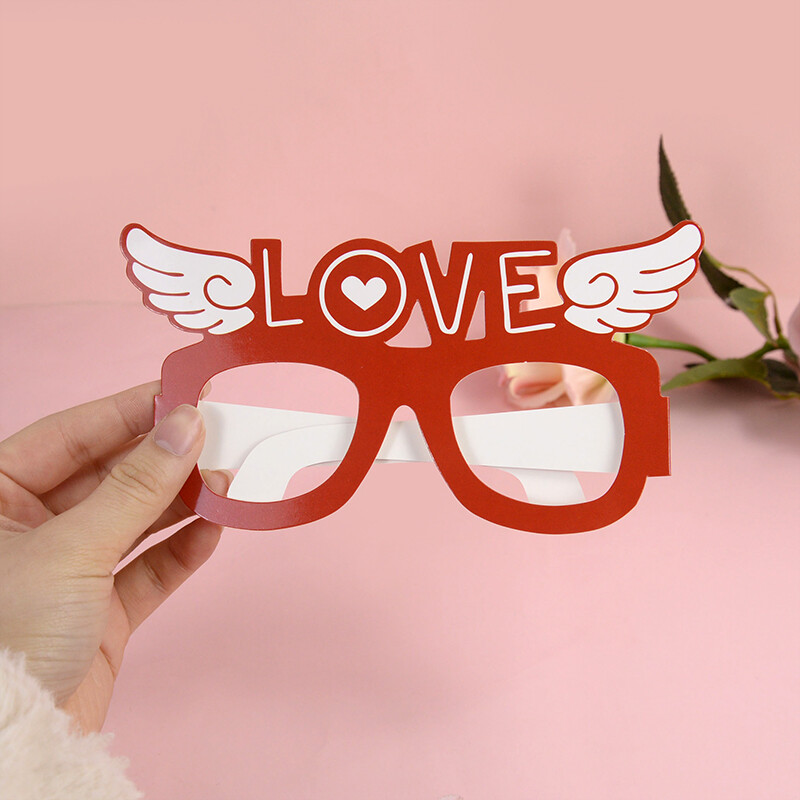 6/27Pcs Valentine's Day LOVE Heart Glasses Photo Booth Props Καπέλο Μουστάκι Lip Heart Photobooth Νυφική διακόσμηση ντους