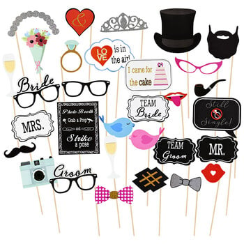 1 Σετ Wedding Photobooth Props Mrs Just Married Διακοσμήσεις Γάμου Γάμου Αστεία Μάσκα Γαμπρού Νυφικό Ντους Φωτογραφίας