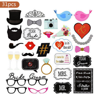 1Szett Esküvői Photobooth kellékek Mrs Mrs Just Married esküvői parti díszek Vicces maszk Vőlegény menyasszonyi zuhany fotózás kellékek