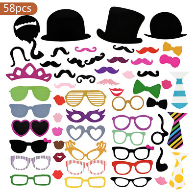 1Szett Esküvői Photobooth kellékek Mrs Mrs Just Married esküvői parti díszek Vicces maszk Vőlegény menyasszonyi zuhany fotózás kellékek