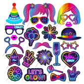 Glow Crazy Party Photo Booth Rekvizitai Muzikos Klubas Spalvingas Graffiti Gimtadienio vakarėlis Juokingi Akiniai Lūpos Kepurė „Pasidaryk pats“ Fotosesija Rekvizitas