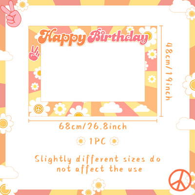 LaVenty Hippie Groovy gimtadienio vakarėlio dekoravimas Hippie Groovy vakarėlio reikmenys nuotraukų būdelės rekvizitų rėmas