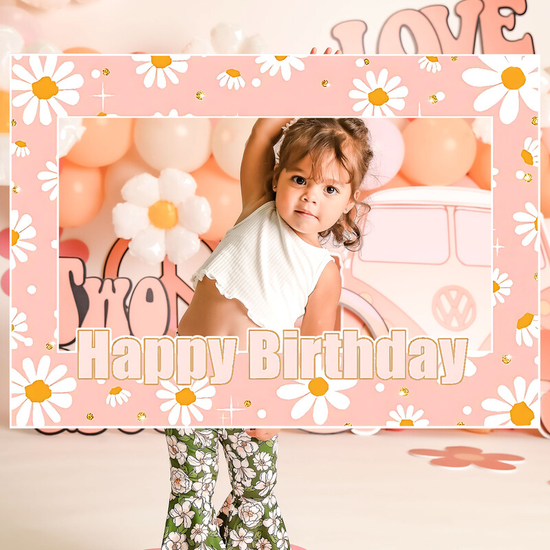 LaVenty Hippie Groovy gimtadienio vakarėlio dekoravimas Hippie Groovy vakarėlio reikmenys nuotraukų būdelės rekvizitų rėmas