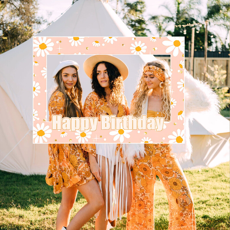 LaVenty Hippie Groovy gimtadienio vakarėlio dekoravimas Hippie Groovy vakarėlio reikmenys nuotraukų būdelės rekvizitų rėmas