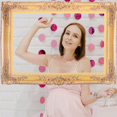 Retro dekoro „pasidaryk pats“ popieriniai paveikslų rėmeliai, nuotraukų kabinos rekvizitai vestuvių gimtadienio vakarėliui (auksiniai)