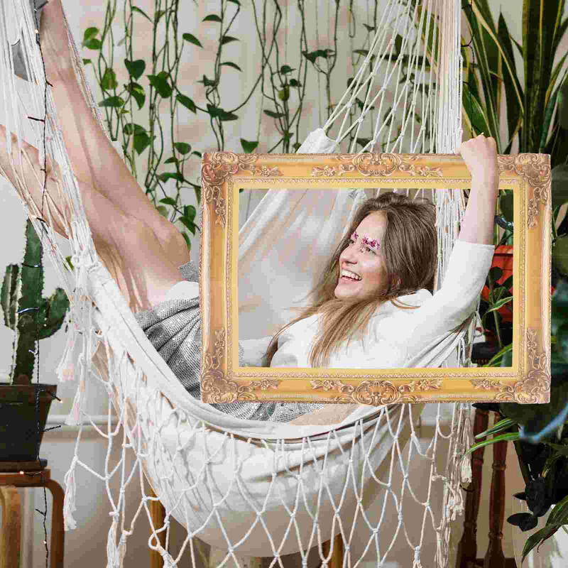 Retro dekoro „pasidaryk pats“ popieriniai paveikslų rėmeliai, nuotraukų kabinos rekvizitai vestuvių gimtadienio vakarėliui (auksiniai)