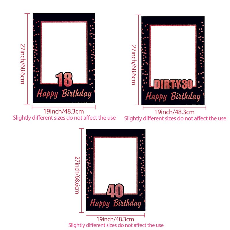 LaVenty Rose Gold 18. 30. 40. Születésnapi Party Photo Booth kellékek Születésnap 18. Születésnap 30. Születésnap 40. Születésnapi Fényképkeret