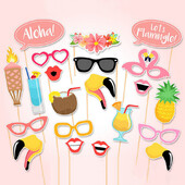 21db Flamingo Photo Booth Prop Tropical Hawaii Nyári Tyúkparti Kiegészítők
