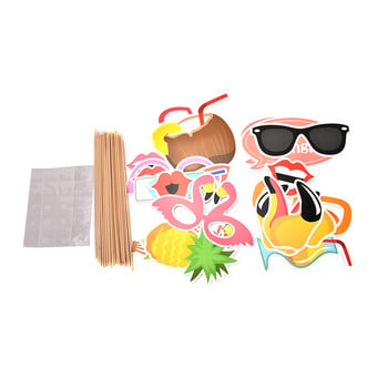 21 τμχ Αξεσουάρ Flamingo Photo Booth Props Tropical Hawaiian Summer Hen Party