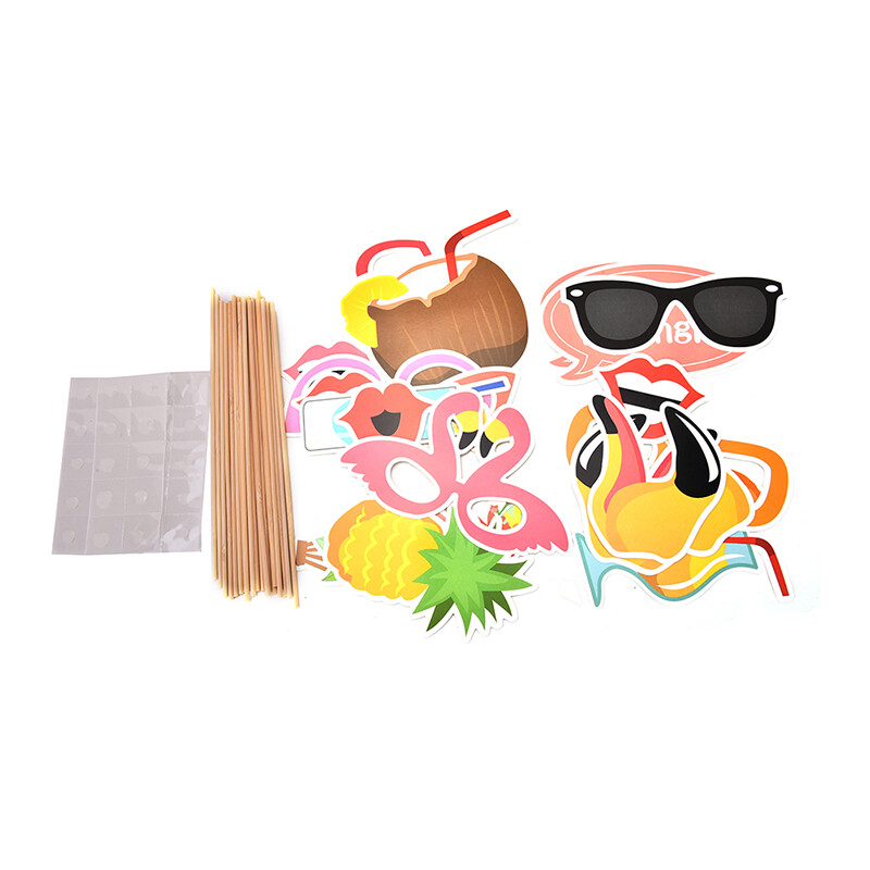 21db Flamingo Photo Booth Prop Tropical Hawaii Nyári Tyúkparti Kiegészítők