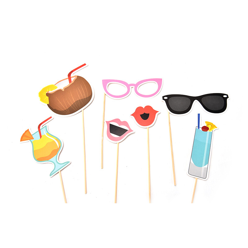 21db Flamingo Photo Booth Prop Tropical Hawaii Nyári Tyúkparti Kiegészítők