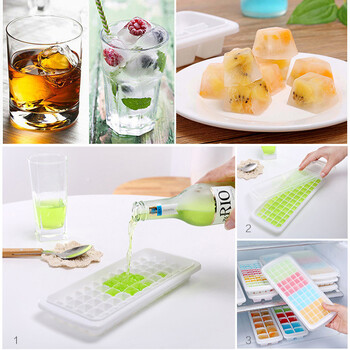 12/48/60 Grids Ice Tray Plastic Ice Cube Maker Sphere Mold for Cocktail Juice Whisky Ice Cube Tray with Lid Kitchen Tool