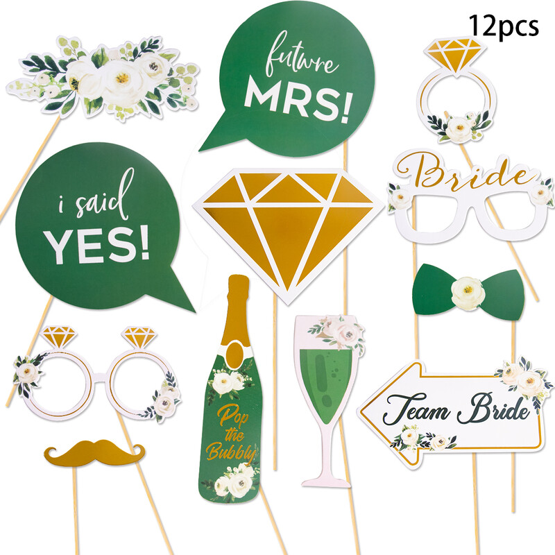 1 készlet kézi menyasszony fényképtartó papírkarton gyűrű pezsgős szemüveg keret kellék legénybúcsú kellékek menyasszonyi zuhany dekoráció