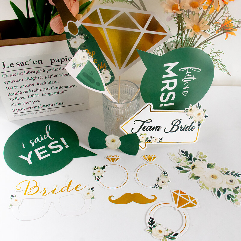 1 készlet kézi menyasszony fényképtartó papírkarton gyűrű pezsgős szemüveg keret kellék legénybúcsú kellékek menyasszonyi zuhany dekoráció